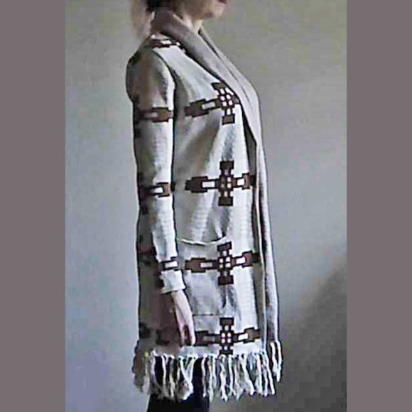 QSW Buckle Quicksilver Boho Aztec Cardigan Sweater - Picture 6 of 10